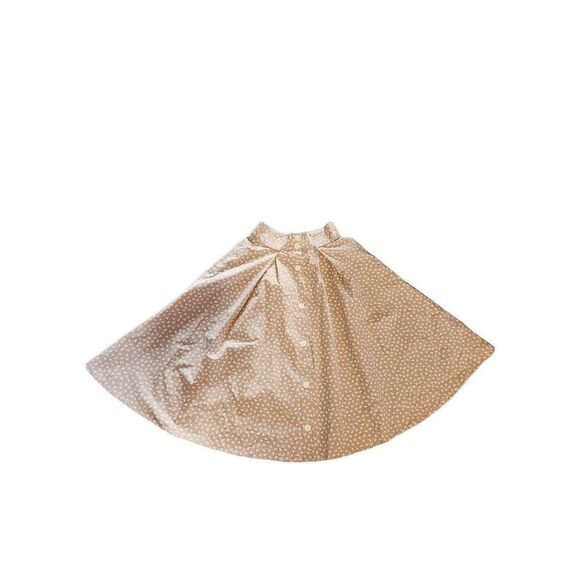 1980s 90s Deadstock Button Front Midi Skirt Tan Minimalist Floral Fairweather Ci - Picture 2 of 8